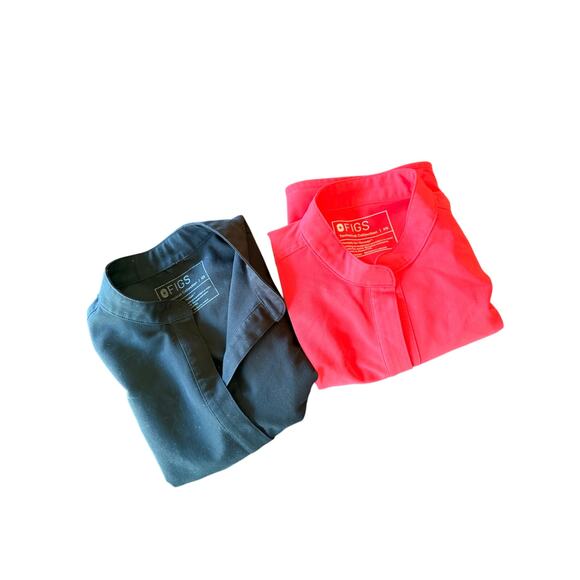 Figs Other - 2 Figs Womens Rafella Oversized Scrub Top Shirt Pink & Black XS EUC